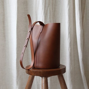 Leather Bucket Bag sustainable leather bag Bucket bag shoulder bag minimalist shoulder bag Crossbody bag purse image 1