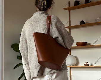 leather market bag I leather tote bag I leather shopper bag I leather shoulder bag