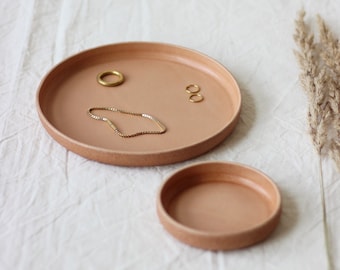 ronde leren sieradenschaal | Sieradenrek | decoratief rond dienblad | Decoratieve schaal | Leren schaal | Opbergkom