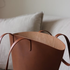 leather market bag I leather tote bag I leather shopper bag I leather shoulder bag image 5