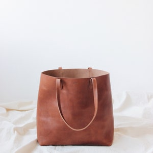 large leather bag, leather tote bag, real leather shopper, sustainable leather bag, leather handbag, shoulder bag, handle bag, cognac brown image 7