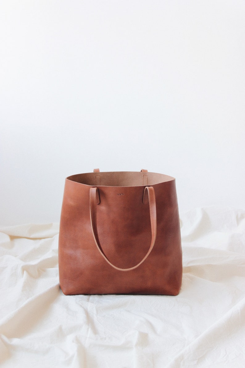large leather bag, leather tote bag, real leather shopper, sustainable leather bag, leather handbag, shoulder bag, handle bag, cognac brown image 7
