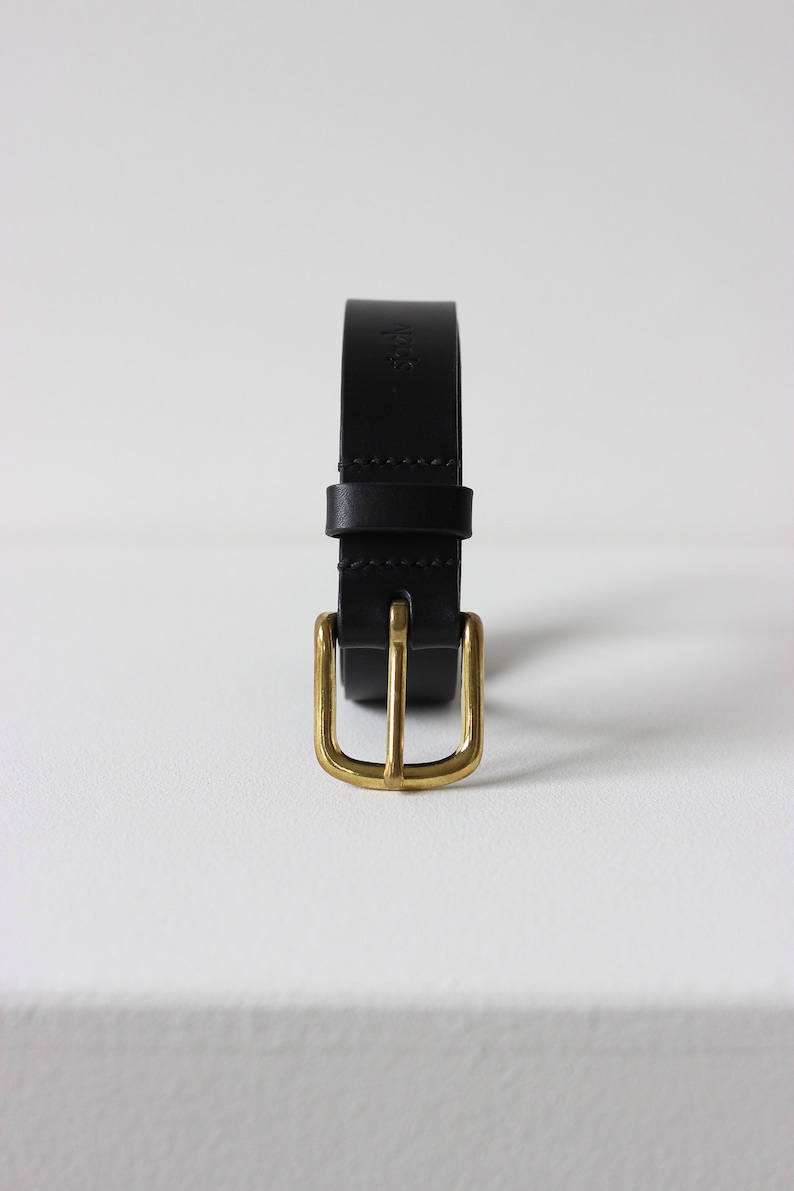 black leather belt with brass buckle natural high waist leather belt vegetable tanned leather belt Eckig