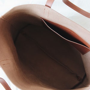 large leather bag, leather tote bag, real leather shopper, sustainable leather bag, leather handbag, shoulder bag, handle bag, cognac brown image 9