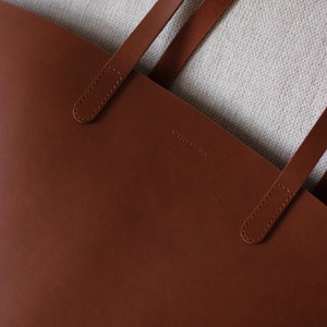 leather market bag I leather tote bag I leather shopper bag I leather shoulder bag image 4