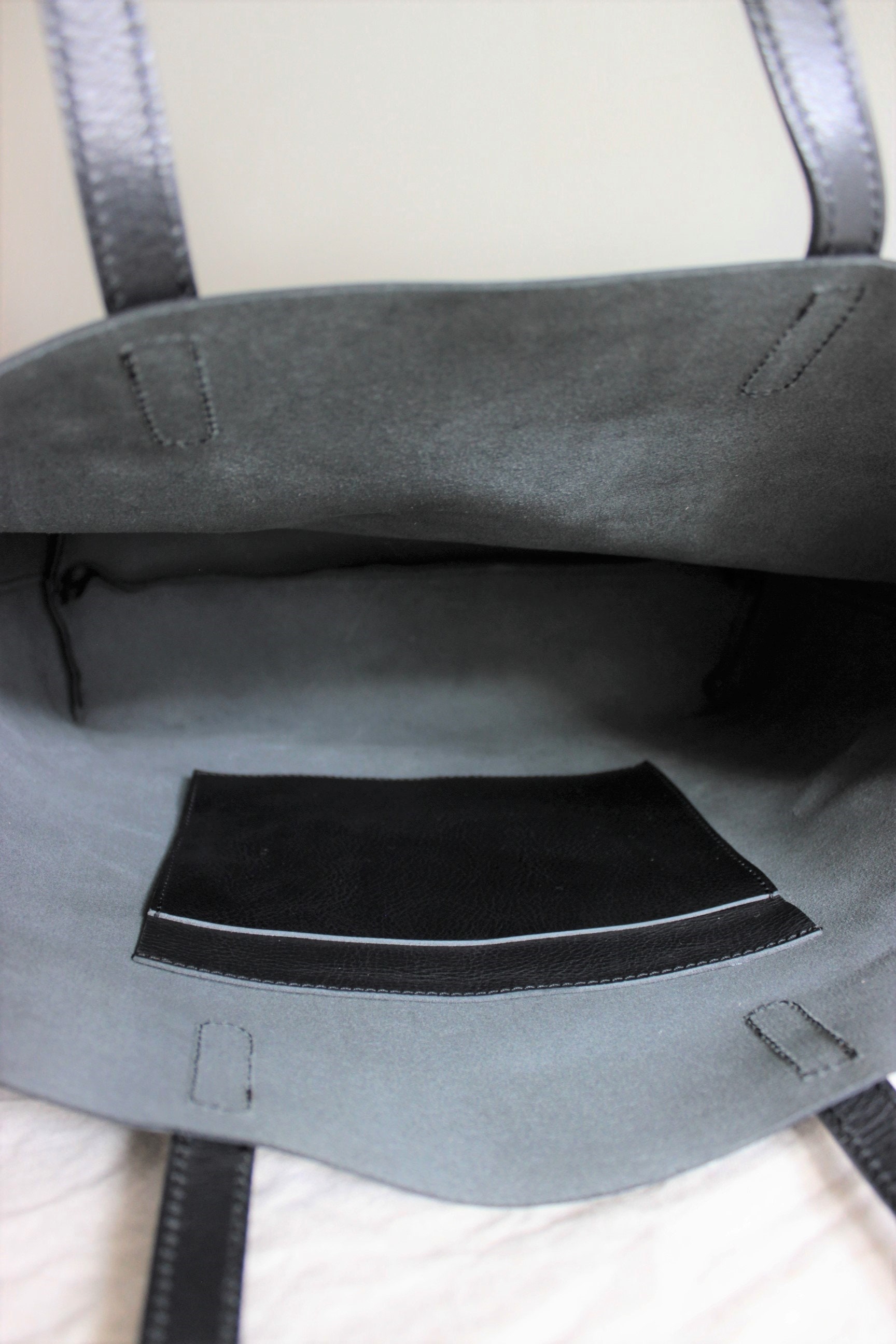 schwarze ledertasche shopper