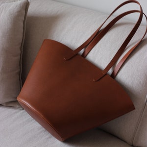 leather market bag I leather tote bag I leather shopper bag I leather shoulder bag image 3