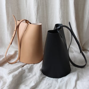 Leather Bucket Bag sustainable leather bag Bucket bag shoulder bag minimalist shoulder bag Crossbody bag purse image 7