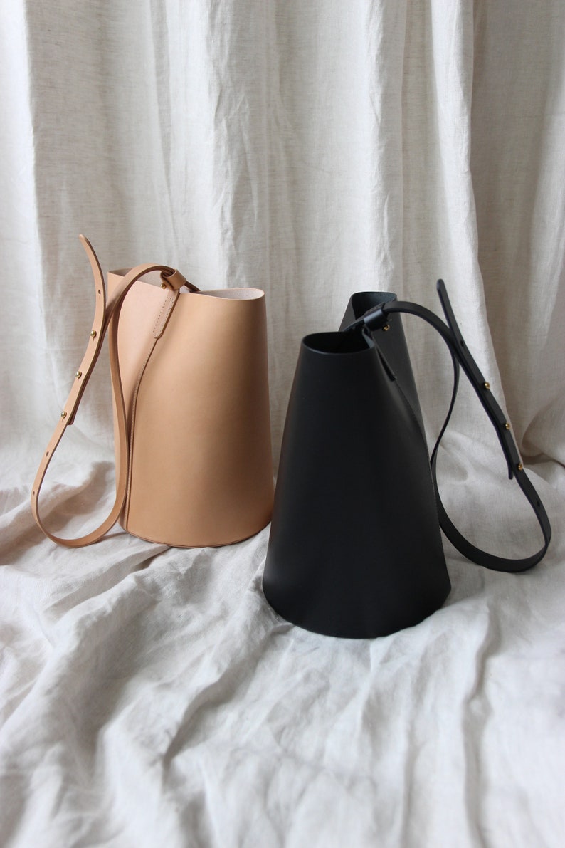 Leather Bucket Bag sustainable leather bag Bucket bag shoulder bag minimalist shoulder bag Crossbody bag purse image 7