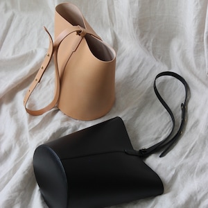 Leather Bucket Bag sustainable leather bag Bucket bag shoulder bag minimalist shoulder bag Crossbody bag purse image 8