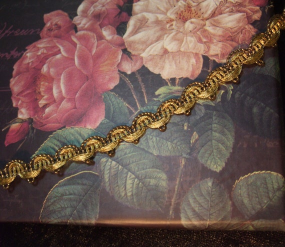 Antique vintage gold metal trim net braid lace passementerie tape ribbon 3//4/"BTY