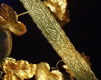 Cinta de encaje metálico dorado antiguo Tim, cinta de brocado de pasamanería francesa trenzada con hilos dorados tejidos, borde de picot, 3/4" BTY, ValuesForEver