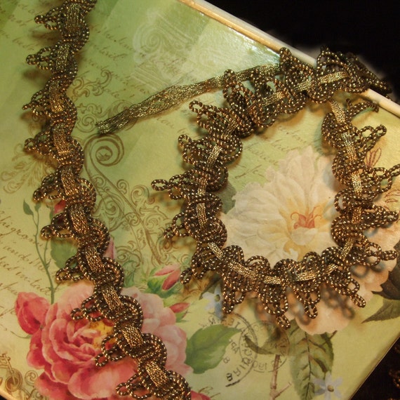 Antique Vintage Gold Metal Trim Scallop Lace With Metallic | Etsy