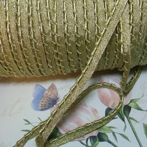 Cordino antico vintage in metallo dorato metallizzato, cordoncino per bordi, passamaneria, passamaneria per cuscini, paralume, larghezza 3/8" BTY ValuesForEver