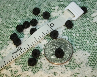 Botones antiguos de 5 mm (3/16") para vestido o zapatos de muñeca francesa, bolitas de encaje de crochet negro de pasamanería, ValuesForEver