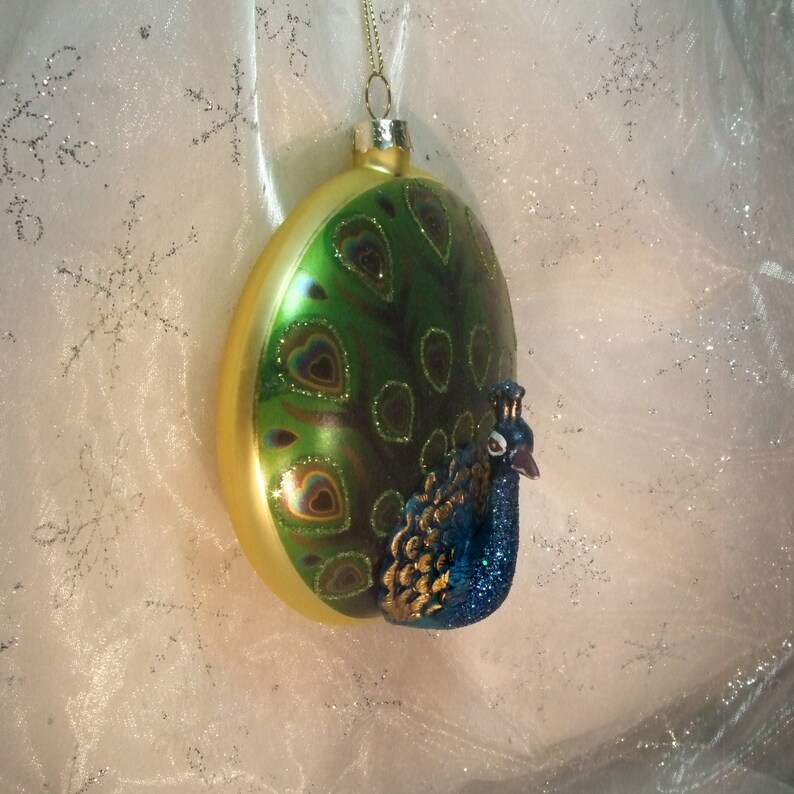 Christmas Handblown Glass Ornament Prancing Peacock Bird on Etsy