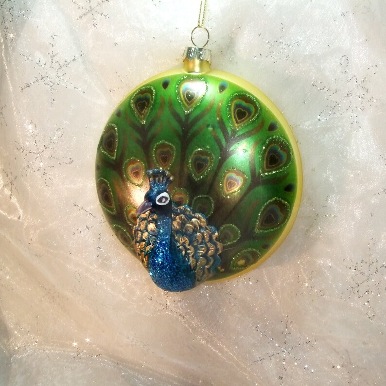 Christmas Handblown Glass Ornament Prancing Peacock Bird on Etsy