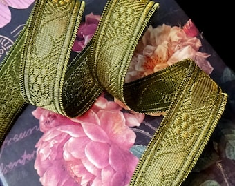 Cinta metálica dorada antigua, pasamanería de brocado de hilos de metal tejidos para pantallas de lámparas, almohadas, cortinas de disfraces, vestiduras de 3/4" de ancho
