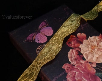 Antique Gold Metallic Lace Tim, trenza de cinta de brocado de pasamanería ancha francesa de alto contenido de metal pesado real c 1880 s vintage