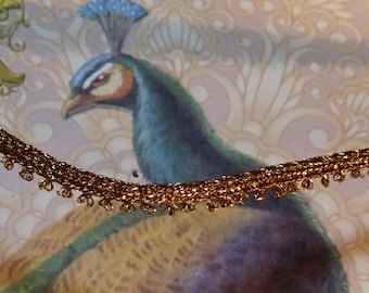 Adorno de cordón trenzado con borde de picot metálico vintage en color cobre, trenza de hilo redondo de brocado estrecho para diseño de obras de arte, yardas ValuesForEver