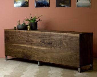 Konk ‖ Waldon Cabinet ‖ Bespoke sizes available ‖ Mid Century Solid Walnut Sideboard, Modern TV Stand with Cupboard