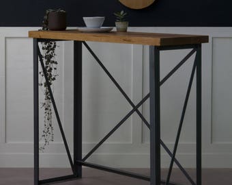 Konk ‖ 'Classic' Industrial Breakfast Bar ‖ Bespoke sizes available ‖ Oak & Steel Kitchen Bar, High Dining Table, Hallway Side Table