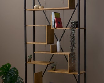 Konk ‖ 'Float' Shelving [Metal] ‖ Bespoke sizes available ‖ Industrial Oak Bookcase, Bookshelf, Shelves