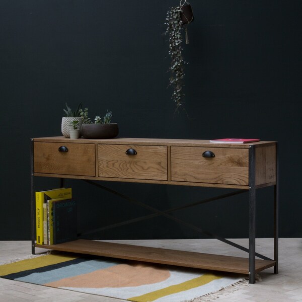 Konk ‖ Industrial Sideboard [Three Drawer] ‖ Bespoke sizes available ‖ Console Table with Drawers, Hallway Storage with Shelf