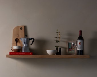 Konk ‖ Floating Shelf [Oak] ‖ Bespoke sizes available ‖ Floating Solid Wood Shelving, Wall-Mounted Bookshelf