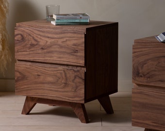 Konk ‖ Boonk! Bedside Table [Walnut] ‖ Bespoke sizes available ‖ Solid Walnut Drawers, Bedroom Storage, Cabinet with Drawer Storage