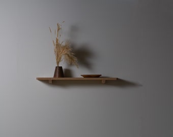 Konk ‖ 'Koku' Shelf ‖ Bespoke sizes available ‖ Floating Oak Shelving, Wall-Mounted Solid Wood Walnut Bookshelf