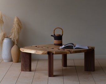 Konk ‖ Oval 'Søm' Coffee Table ‖ Bespoke sizes available ‖ Modern Oak or Walnut Live Edge Low Side Table