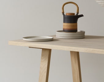 Konk ‖ 'Ormstöng' Table [Wooden Legs] ‖ Bespoke sizes available ‖ Industrial Kitchen, Dining, Meeting Table, Solid Oak Desk