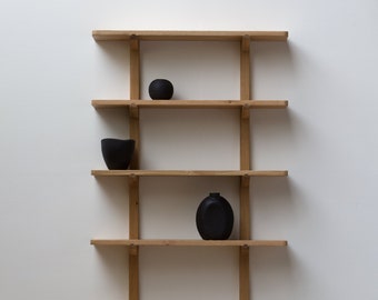 Konk ‖ 'Oku' Shelving ‖ Bespoke sizes available ‖ Floating Oak Bookcase, Wall-Mounted Solid Wood Bookshelf