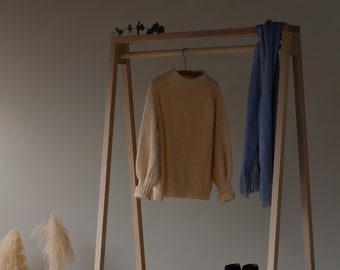 Konk ‖ 'Simple' Oak Clothes Rail [Wooden] ‖ Bespoke sizes available ‖ Modern Open Wardrobe, Minimal Hanging Rail with Storage
