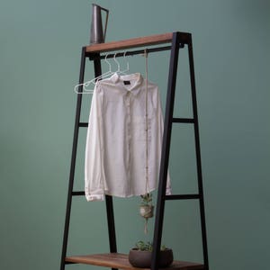 Konk 'Simple' Walnut Clothes Rail Metal Bespoke sizes available Walnut & Steel Open Wardrobe, Modern Hanging Storage image 1