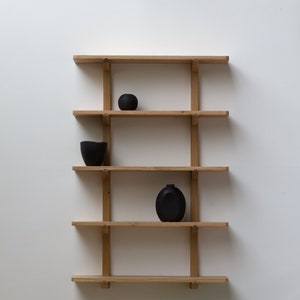 Konk 'Oku' Shelving Bespoke sizes available Floating Oak Bookcase, Wall-Mounted Solid Wood Bookshelf image 1