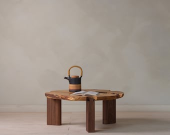 Konk ‖ 'Søm' Coffee Table [Mix] ‖ Bespoke sizes available ‖ Modern Oak & Walnut Live Edge Low Side Table