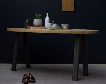 Konk ‖ 'Oovalstöng' Oval Table ‖  Bespoke sizes available ‖ Oak & Steel Dining, Kitchen, Meeting Table