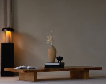 Konk ‖ Mizo Coffee Table ‖ Bespoke sizes available ‖ Japanese Inspired Low Oak Live Edge Sitting Table, Floor Side Table