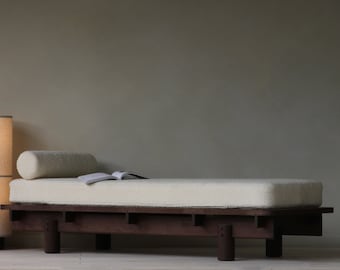 Konk ‖ Yume Day Bed [Walnut] ‖ Multiple sizes available ‖ Handmade Solid Wood Minimalist Design Bed Frame, Low Day Bed Seat