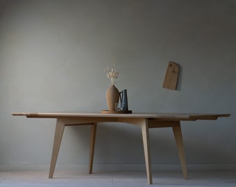 Konk ‖ 'Kross' Kitchen Table - With Extensions ‖ Bespoke sizes available ‖ Solid Wood Mid Century Extending Kitchen Table