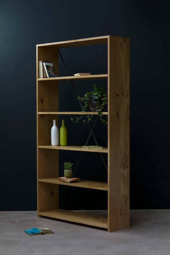 Konk All Oak X Bookcase Large Shelving Industrial Bespoke Etsy