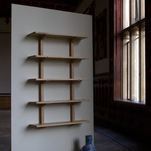 Konk 'Oku' Shelving Bespoke sizes available Floating Oak Bookcase, Wall-Mounted Solid Wood Bookshelf image 2