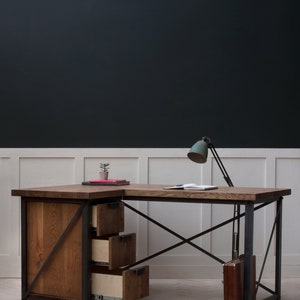 Konk 'Classic' Industrial Corner Desk Left Bespoke sizes available Industrial Oak & Steel Desk With Storage Drawers image 3