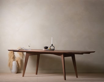 Konk ‖ 'Kross' Kitchen Table - With Extensions [Walnut] ‖ Bespoke sizes available ‖ Solid Wood Mid Century Extending Kitchen Table