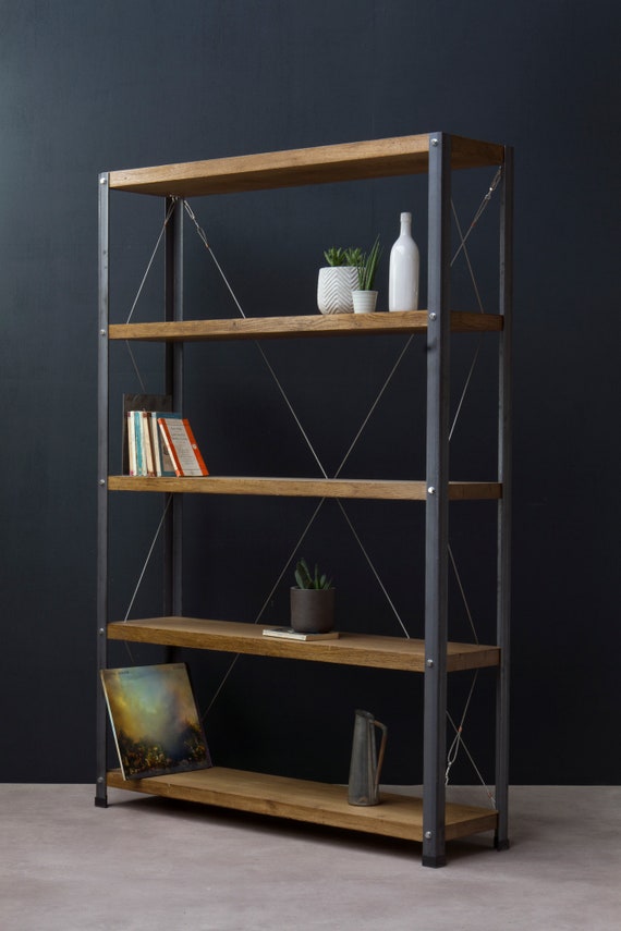 Oak industrial bookcase deals