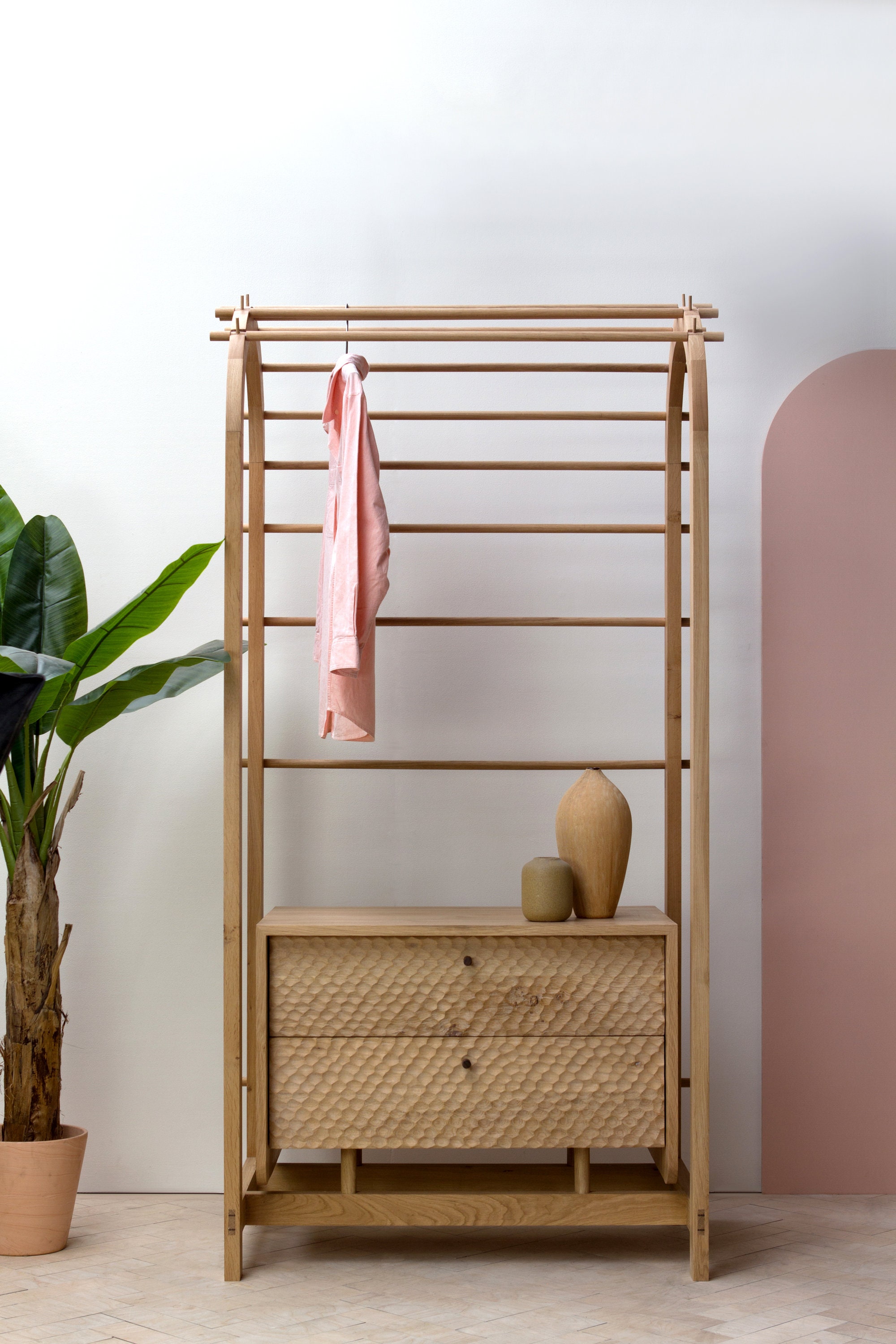 Wooden clothes rail with drawers hotsell