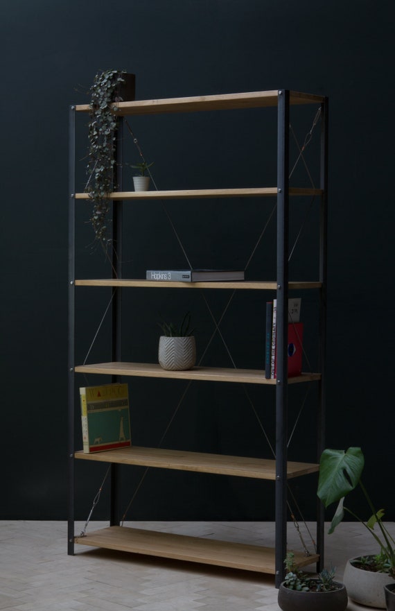 Slim metal 2024 shelving unit