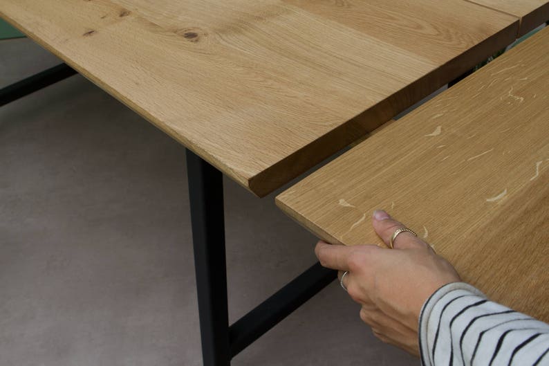 Konk 'A Frame' Table Metal Legs With Extensions Bespoke sizes available Extending Industrial Oak or Walnut Kitchen & Meeting Table image 8